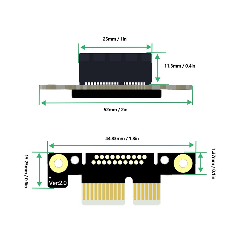 Extension Cable PCIE 1X Dual 90° Network Adapter with LED