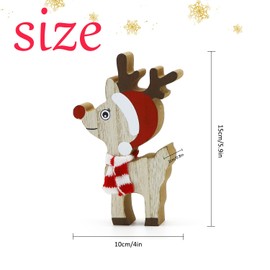 ALLY-MAGIC Wooden Christmas Decorations, Wood Christmas Table Ornament Cute Elk Christmas Party Table Decoration Xmas Tabletop Centerpiece for Xmas Party Home Decor Y7SDLBJ (A)