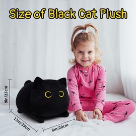 MUFEIRUO Black Cat Plush Pillow,13" Black Cat Stuffed Animals,Kawaii Kitten Plush Stuffed Doll Toys for Kid,Gift for Birthday Halloween Christmas