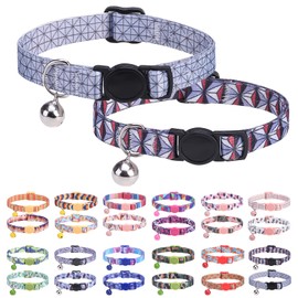 DILLYBUD Breakaway Cat Collar with Bell & Cute Pendant, 2 Pack Kitten Collars with Safety Buckle for Girl Boy Male Female Cats, Puppies and Small Pet, Adjustable 8-12 Inch