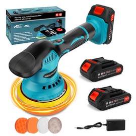 Kihoplly Cordless Car Buffer Polisher - 6-Speed 5500RPM with 2×1500mAh Batteries, Wireless Auto Polishing Kit for Car Detailing, Boats, Motorcycles (Professional Detailers & DIY Enthusiasts)