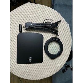 VvLons 15X Large Magnifying Glass with Light and Stand, 2-in-1 Dimmable LED Lighted Magnifying Desk Lamp Magnifier with 4.3'' Rear Glass Lens 11.8 * 9.85'' Metal Base Clamp 84PCS HRI LED Beads