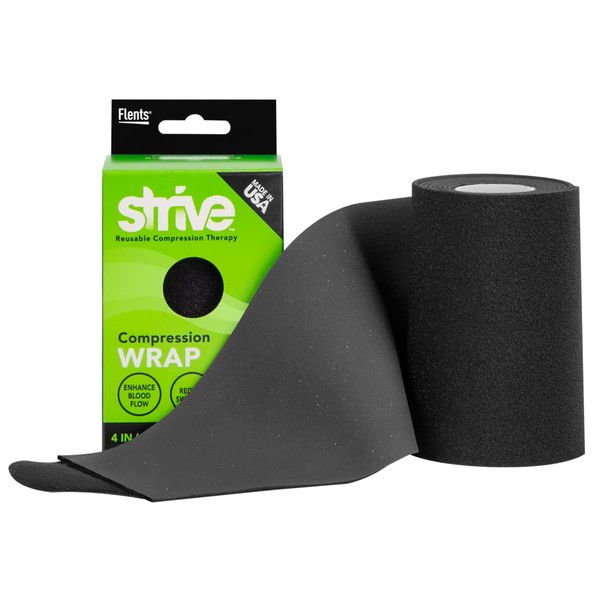 STRIVE Compression Infrared 4"x60" Therapy Wrap for Wrist, Arm, Leg, Ankle, Elbow. Enhances Blood Flow, Reduces Swelling, Accelerates Healing. Black, Made in the USA