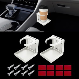 QZTYTY 2PCS Adjustable Folding Drink Holder, Car Cup Holder, Universal Bottle Holders with Screws and Tapes, Car Interior Accessories Wall Cup Holder for Truck RV Car Camper Boat Home (White, 2PCS)
