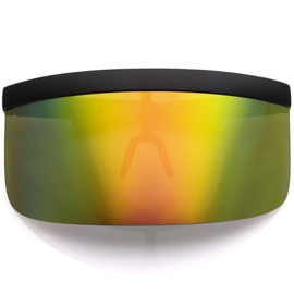 zeroUV Visor Sunglasses for Men and Women, Futuristic Face Shield Glasses with UV400 Protection 172mm (Rainbow Mirror)