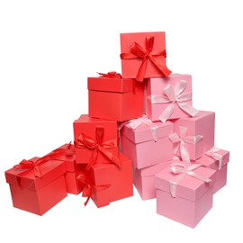 GP SUP Gift Box with Lid & Ribbon for present, 12pcs, Pink & Red, 6"×6"×6"