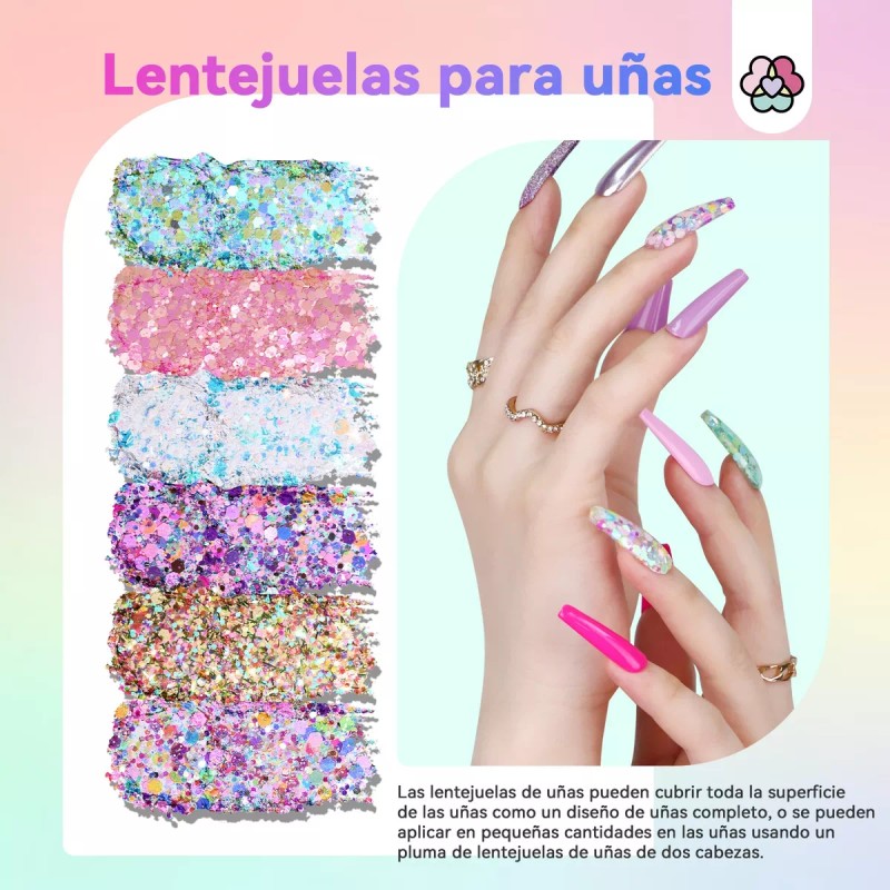Saviland Polvo De Espejo Mágico Efecto Espejo Metálico 49pcs