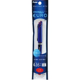 Pentel Gel Ink Ballpoint Pen EnerGel Euro 0.35mm Blue Barrel XBLN23-B (Red), 5 Pieces