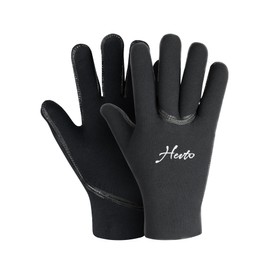 Hevto Neoprene Gloves 3mm Men Women Wetsuit Scuba Dving Gloves Liquid Sealed Seams Keep Warm (G5-Black, S)