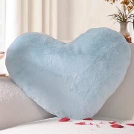 Yhoelata Heart Cushion, Ice Blue, Heart-Shaped Cushion, Cuddly Cushion, Love Decorative Cushion, Aesthetic, Plush Cushion for Living Room, Sofa, Child, Bedroom, Bed, Gift, 37 x 47 cm