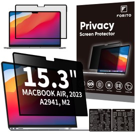 F FORITO Laptop Privacy Screen Protector Compatible with Apple MacBook Air 15.3-inch 2024 2023 Release M3 A3114 M2 A2941, Removable Anti Blue Light Crystal Clear Privacy Screen Filter