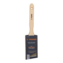 TRUPER Brocha cerdas sintéticas, mango madera,corte angular, 2-1/2' Truper