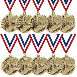 Set of Soccer Medals, 2" Gold Soccer Medal Awards, Pack of 10