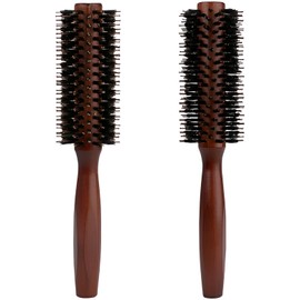 Round Boar Bristle Hair Brush with Wooden Handle Ideal for Styling Medium to Long Hair Thick, Fine, Curly, Or Straight Hair, Enhances Volume and Shine