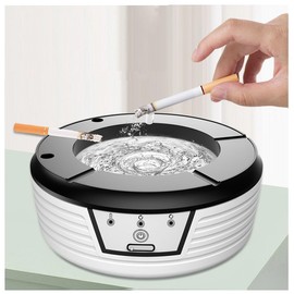 AJINIEHJ Multifunctional Circulating Flushing Ashtray Indoor Outdoor Ashtray Desktop USB Rechargeable Electric Ashtray for Home Office (Needs to Add Water) (White)