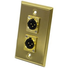 Seismic Audio SA-PLATE18 Gold Stainless Steel Wall Plate with Dual XLR Male Connectors