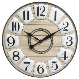 HomeRoots 24" Circle Black and White Wood Analog Wall Clock