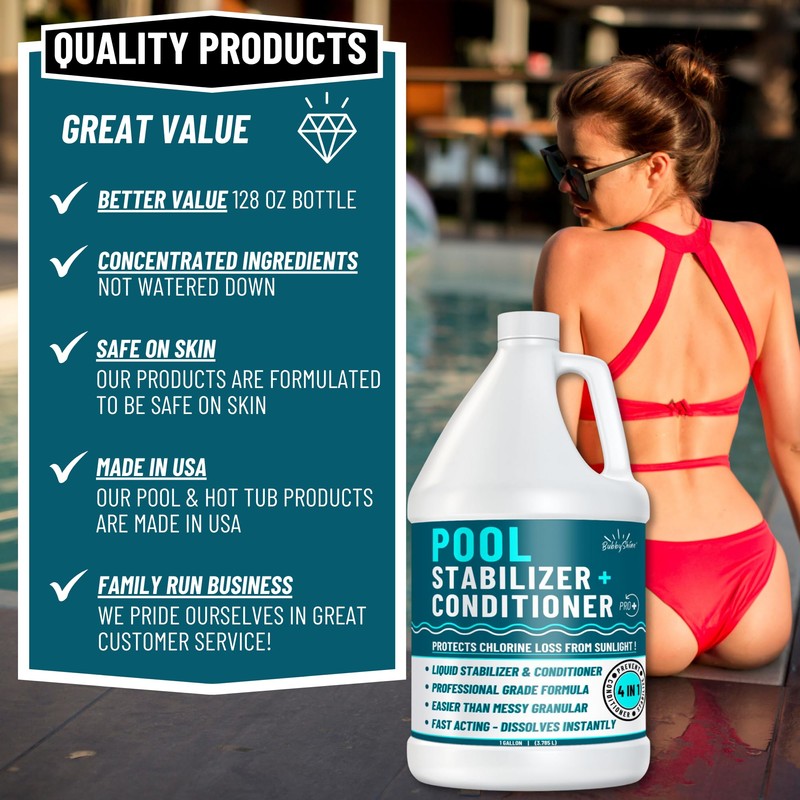 BubbyShine, Pool Stabilizer - Cyanuric Acid Pool Stabilizer, Liquid Chlorine