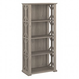 Bush Furniture Homestead 4 Shelf Farmhouse Bookcase in Driftwood Gray