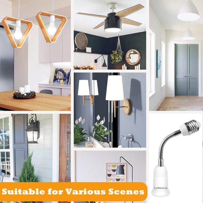 Lybuorze Light Bulb Extender Socket (2-Pack), 19 CM 7.5 Inch