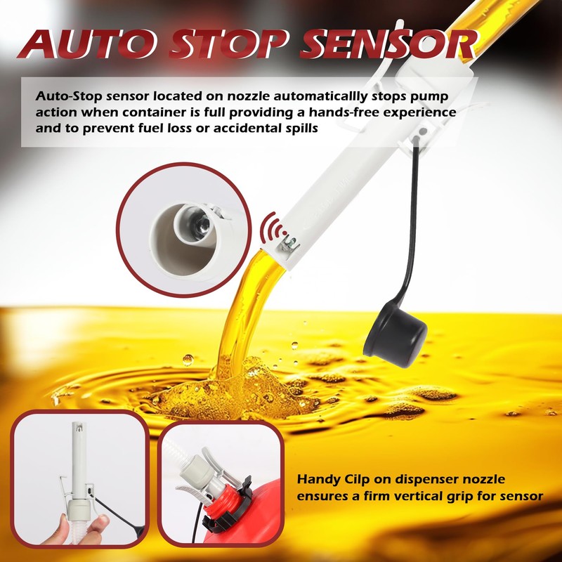 Fuel Transfer Pump with Auto-Stop, AA Battery Powered/DC 12V Power