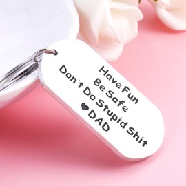 XPENMULBOJA Don't Do Stupid Sht Love Dad Keychain, Christmas for Adult Daughter Gifts from Dad, Adult Son Gifts from Dad, Stocking Stuffer Gag Gifts for Teenage Boy Girls teen boys stocking stuffer