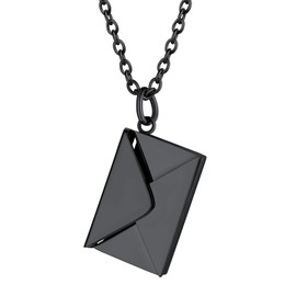 Love Letter Necklaces for Women, Envelope Necklace with Message, Black Locket with Love You Secret Message Jewelry Gift for Mother