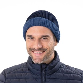 HAMMABURG Twotone Docker Hat Women/Men - Made in Italy - One Size (approx. 55-59 cm) Knitted Hat - Multicoloured Winter Hat Made of Wool Blend - Envelope Hat Autumn/Winter, charcoal-green