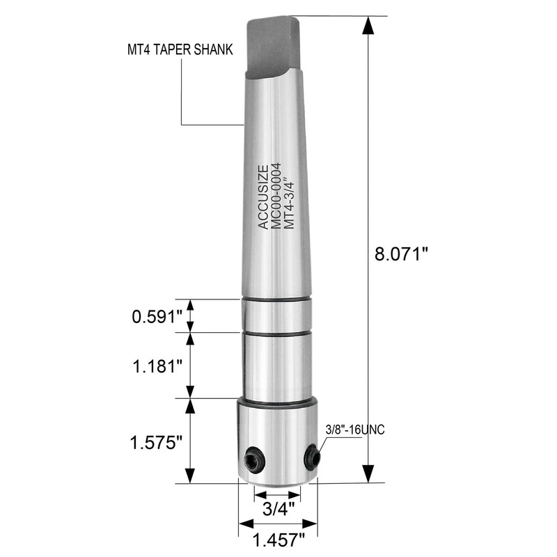 Accusize Industrial Tools Magnetic Drill Annular Cutter Arbor Mt4 to