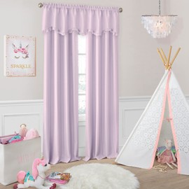 Elrene Home Fashions Adelaide Nursery and Kids Room Room-Darkening Window Curtain, Single Panel, 52 Inches x 63 Inches, Lavender