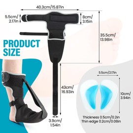 QWLWBU Plantar Fasciitis Night Splint Sock with Arch Supports,Adjustable Plantar Fasciitis Brace for Foot Drop, Heel Spur, Black