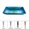Kraus GVR-204-RE-SN Irruption Blue Rectangular Glass Vessel Bathroom Sink with