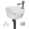 Small Bathroom Sink Wall Mount Bathroom Sink, No-Drill Installation Self-Adhesive Sink 11.8 x 8.2 Inch with 1.26 Inch Faucet Hole, Mini Plastic Sink for Home, Dorm, Garage