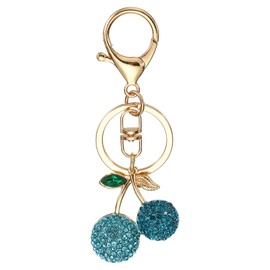 PATIKIL Cherry Charm, Enameled Keychain Cute Cherry Pendant Keyring Purse Bag Accessories Car Ring Pendant for Handbag Keys, Lake Blue