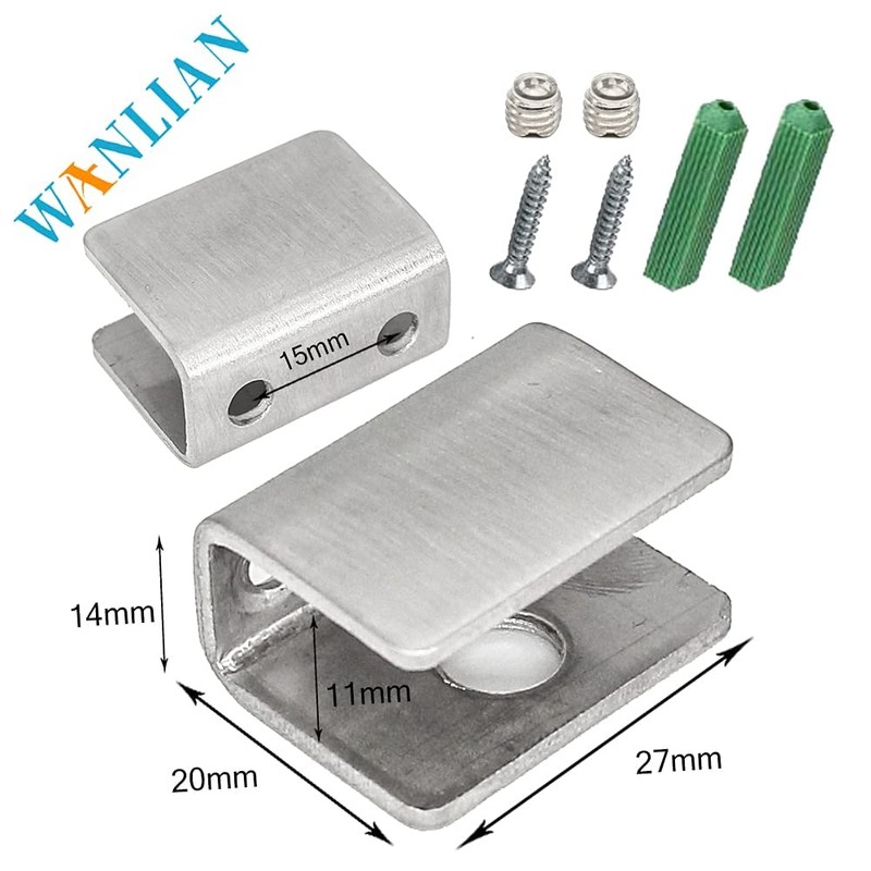 WANLIAN 8 Pcs Glass Clips Wall Mounted Glass Clamps Stainless