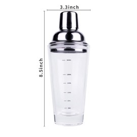 Glass Cocktail Shaker,14oz Simple Minimalist Design Glass Shaker,Martini Shaker for Elevated Mixology,Perfect for Crafting Artisan Cocktails, Martinis