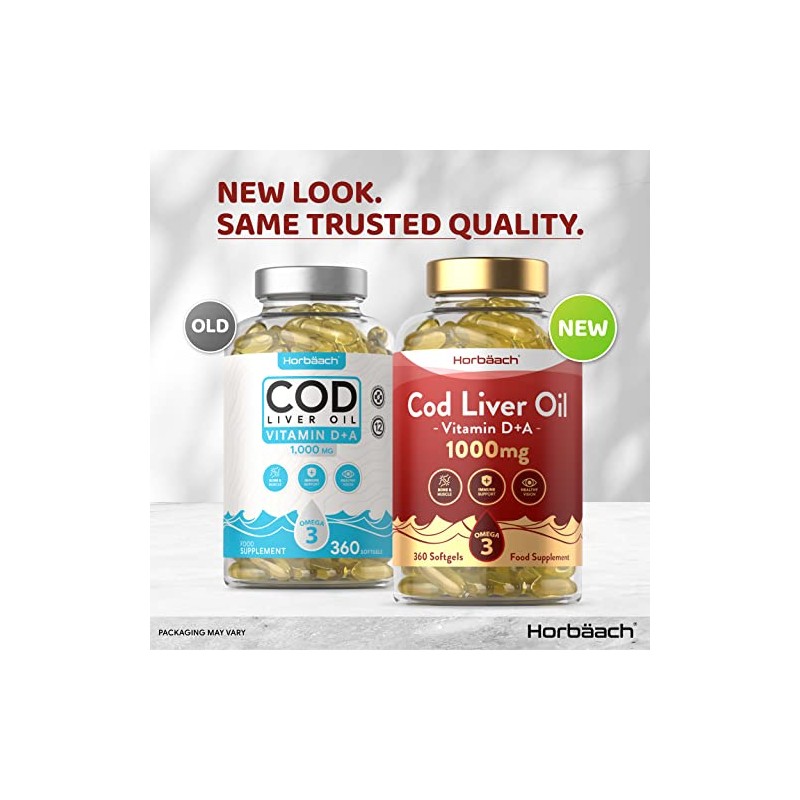 Cod Liver Oil Supplement 1000mg | 360 Softgels | with