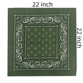 Vamqor 100% Cotton 10 Pack Fine Bandanas（Olive Green）