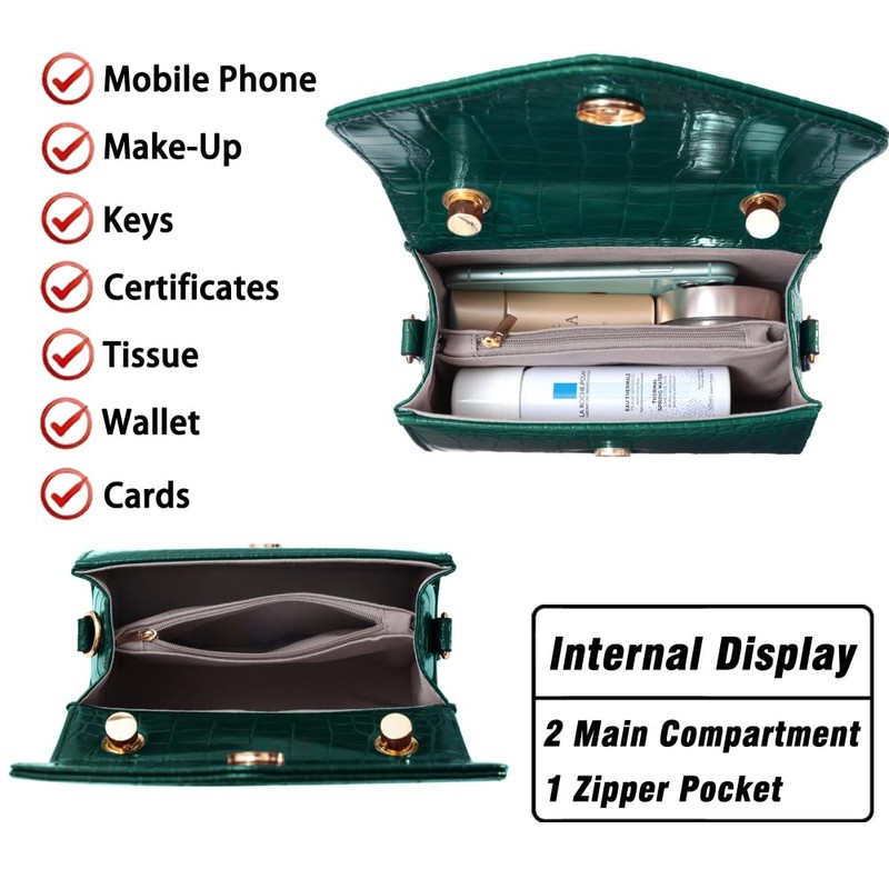 YDSIII Green Top-Handle Handbag Mini Purse for Women Crossbody Bag