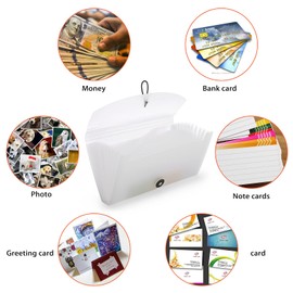 JuxYes Expanding File Folder Organizer -13 Pockets Accordion File Holder Hand-held Document Folder PP Wallet Tax File Organizer for Cards, Receipts, Coupons and Tickets(White)