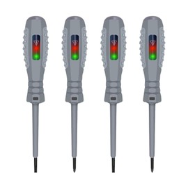 4Pcs Voltage Tester Pen Electrical Circuit Tester Pens, Magnetic Screwdriver Heads, Dual-Light Measuring Electric Pen, Portable Screwdriver Set, For Ac/Dc Circuit Detection