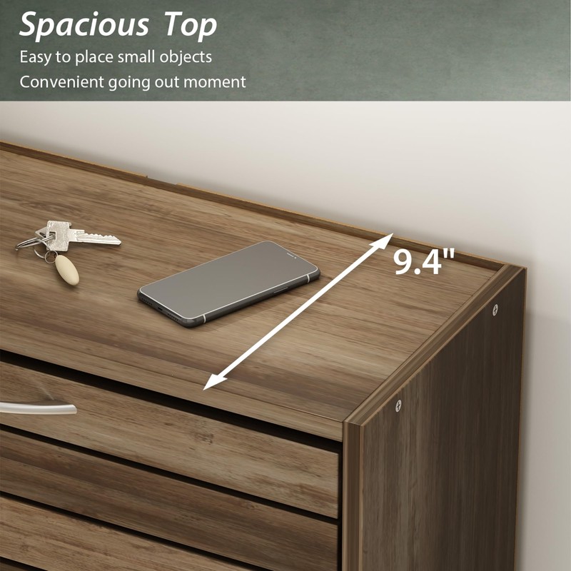 ECACAD 3-Drawer Shoe Storage Cabinet with Ventilate Doors, Wood 3-Tier