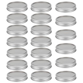 Stainless Steel SplitType Mini Glass Jar Lids Container Sealing Cover for Spice Honey Storage(20Pcs 70mm Silver Circular Ring+Cover Plate )