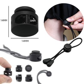 Kordelstopper aus Kunststoff, mit Federverschluss, End Spring Toggle Stopper Slider for Drawstring, No Tie Shoelaces,Pants Closures,Paracord, Hoodies and Backpack (10 Stück, schwarz)