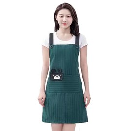 Kitchen Cooking Apron, Chef Apron Cute Apron for Women，Cotton and Linen Apron Kitchen BBQ Artist Painting Apron 1 Pack (navy blue)