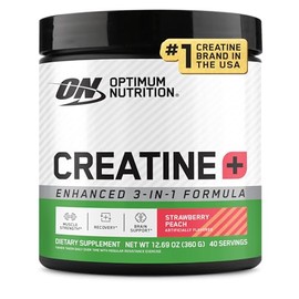 Optimum Nutrition Creatine Monohydrate Plus Powder, Strawberry Peach Flavored Creatine Performance Blend, with Electrolytes for Hydration, Added Vitam