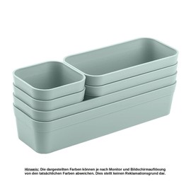 1 x Drawer Organiser Set, 6 Pieces, Pastel Green, Universal Adjustable, Storage Box, One Piece, Separation System, Utensils, Storage, Living Room, Bathroom, Plastic, BPA Free