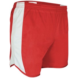 TR-687-CB Men's 5" Lightweight Track Short with Side Panels and Inner Brief (Large, Red/White)