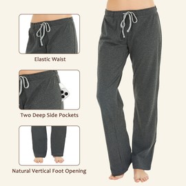 U2SKIIN Pack Pajama Pants for Women Soft, 100% Cotton Comfortable Womens Lounge Lightweight Sleep Pj Bottoms(Black/Dark Grey Mel., M)