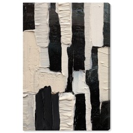 Wynwood Studio Abstract Contemporary Wrapped Canvas Art - Argo, Wall Art for Living Room, Bedroom, and Bathroom, 30 in x 45, Black and White Home Decor